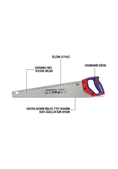 Workpro Wp215007 500mm Sk5 7 Tpı Ağır Hizmet Tipi El Testeresi