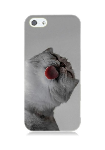 Apple Uyumlu iPhone 5 Dilini Çıkaran Kedi Desenli Silikon Kılıf