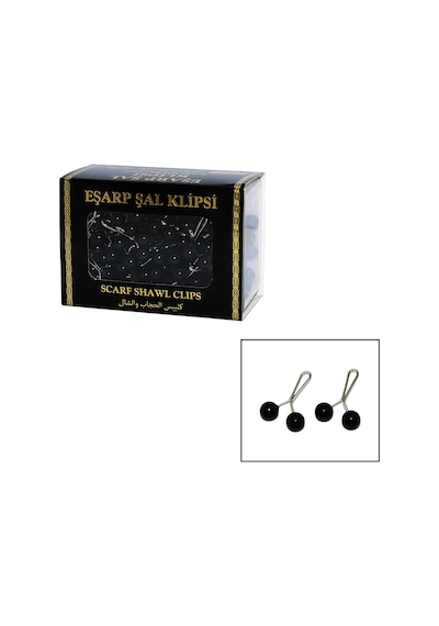 Siyah 100 Parça Eşarp Başörtü - Şal Klipsi Bx40 Renkli
