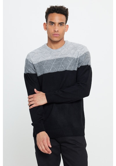 AC&Co / Altınyıldız Classics Erkek Grı-sıyah Standart Fit Normal Kesim Bisiklet Yaka Colorblock Desenli Yünlü Triko Kazak Gri - Siyah AC&Co / Altınyıldız Classics Erkek Grı-sıyah Standart Fit Normal Kesim Bisiklet Yaka Colorblock Desenli Yünlü Triko Kazak Gri - Siyah