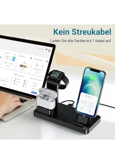 3'ü 1 Arada Masaüstü Şarj Standı - İphone, Apple Watch Ve Airpods Uyumlu Çoklu Şarj İstasyonu