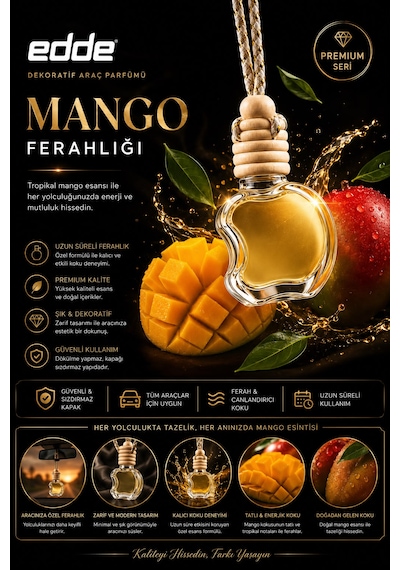 Edde Mango Kokulu Askılı Apple Araba Araç Oto Kokusu Dikiz Aynası Kokusu 001