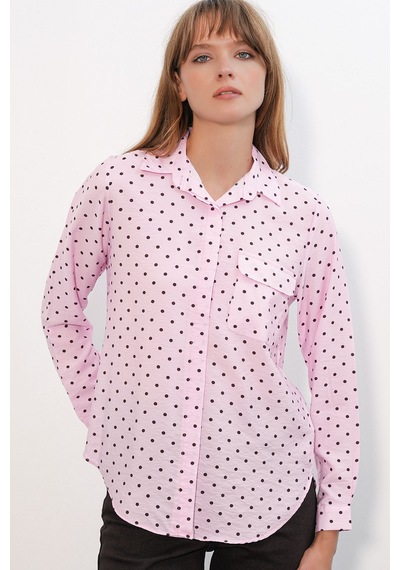 Hiccup Bdart Oversize Puantiyeli Dokuma Gömlek Toz Pembe