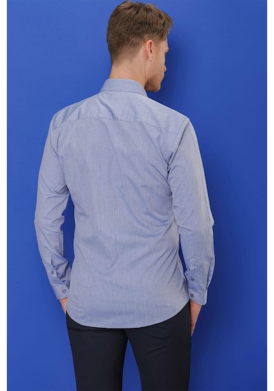 Efor Gk 679 Slim Fit Koyu Mavi Klasik Gömlek Koyu Mavi