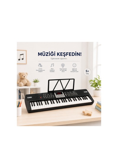 Başlangıç İçin 61 Tuşlu Elektronik Dijital Profosyenel Org Piyano Mikrafonlu Keyboard - 815109353