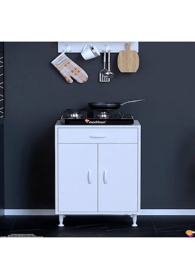 Set Altı Dolap Mutfak Dolabı Çok Amaçlı Dolap Tüp Dolabı Çekmeceli Beyaz