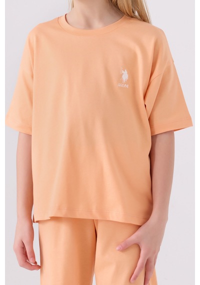 U.S. Polo Assn. U.s. Polo Assn Kız Çocuk Turuncu Bermuda Takım Us1848-c-v37 Turuncu