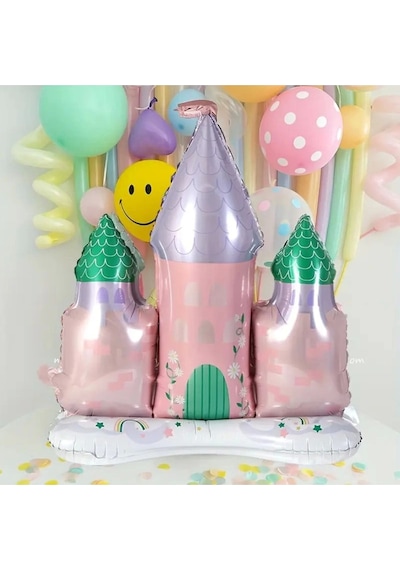 Prenses Konsept Pembe Mor Balon Prenses Evi Şato Balon Konsept Doğum Günü Balon çok renkli