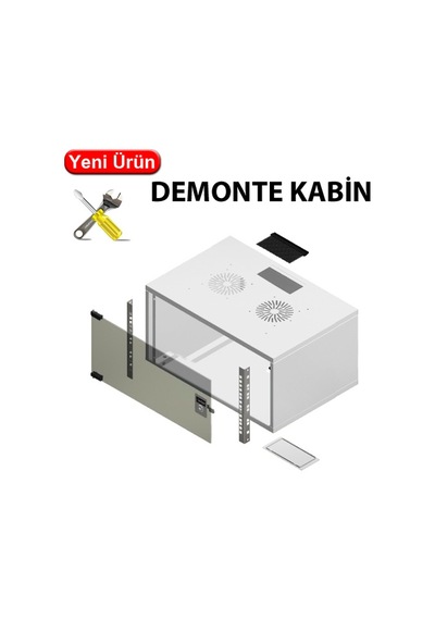 Freelink U1083 7u Duvar Tipi Rack Kabin 600 600 Mm - Demonte, Beyaz