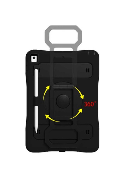 iPad Uyumlu  10.2 2021 9.nesil Sbt Yeni Nesil Kalem Bölmeli Defender Tablet Silikon - Siyah Arka Kapak