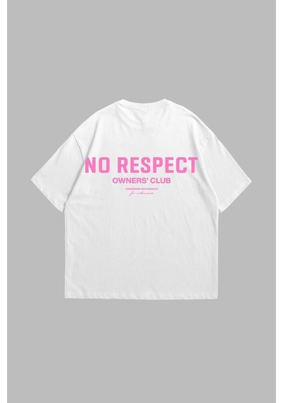 Tarzsokak No Respect Baskılı Oversize Unisex Beyaz