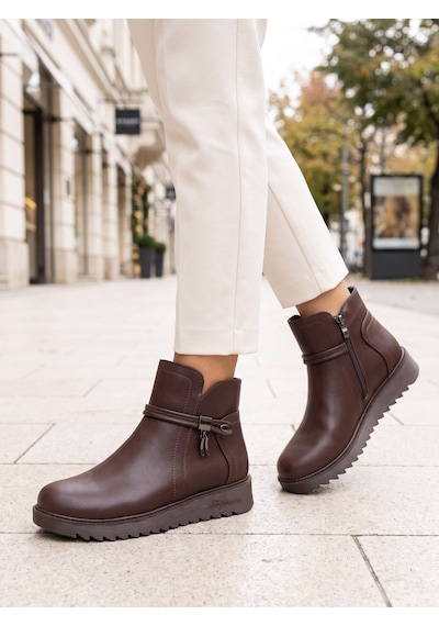 Nesilshoes Nesil Shoes Dvm 1001 Kahve Kadın Fermuarlı Kışlık Bot