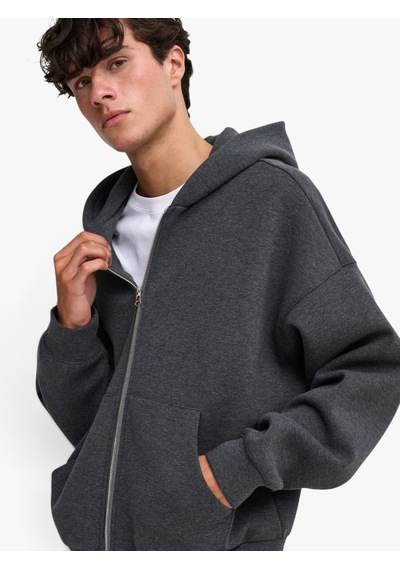 Only & Sons Onsgoyle Boxy Ls Scuba Zıp Hoodıe Noos Erkek Gri Sweatshirt - 22035193