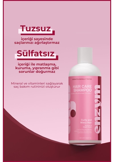 Enzym Cosmetics Kıvırcık Ve Dalgalı Saçlar İçin Saç Bakım Şampuanı 400 ML
