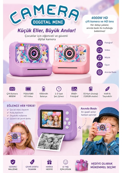 Bubitechh Q5 Çocuk Şipşak Fotoğraf Makinesi