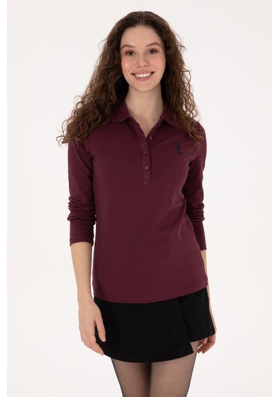 U.S. Polo Assn. Kadın Bordo Basic Polo Yaka Sweatshirt 50317627-VR177