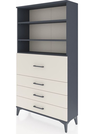 Arges Dolap 3 Raflı 4 Çekmeceli 88x30x163 Antrasit-aytaşı Antrasit