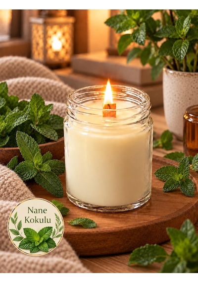210 Ml Kokulu Mini Kavanoz Mum - Nane Çok Renkli