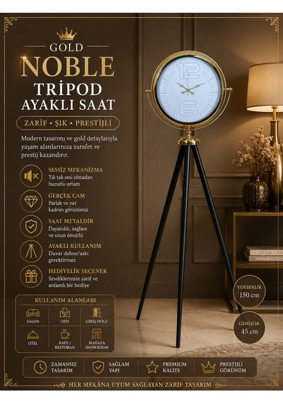 Gold Noble Radiance Tripod Ayaklı Saat