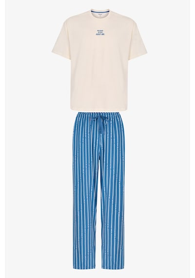 Penti Erkek Refined Çizgili Oversize Pantolon Kısa Kollu Pijama Takımı Çok Renkli