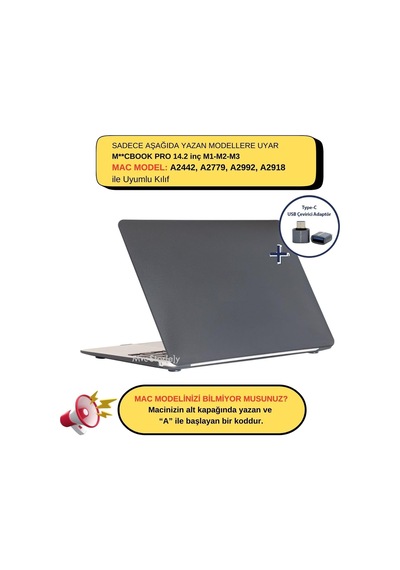 Macbook Pro 14.2 İnç Kılıf A2442 A2779 A2918 A2992 A3112 A3401 A3185 A3434 A3426 A3427 Uyumlu Mat Tpu Şeffaf Kılıf Parmak İzi Bırakmayan İnce Hafif Koruyucu Kapak Siyah Belirtilmemiş