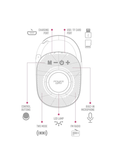 Powerway Lock  Kilit Özellikli Taşınabilir Bluetooth Hoparlör