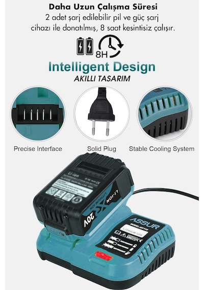 Assur ASR1021-02-05 21V Hilti Somun Sökme Taşlama 3'lü Set Mavi