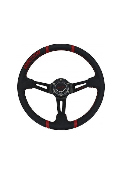 SİYAH SİYAH KIRMIZI MOMO OFSETLİ SPOR DİREKSİYON PVC