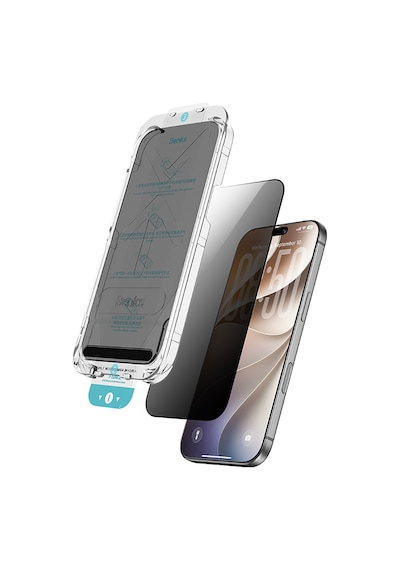 Apple iPhone 18 Pro Max Uyumlu Benks Omniwarrior Privacy Cam Ekran Koruyucu Uygulama Aparatlı Siyah