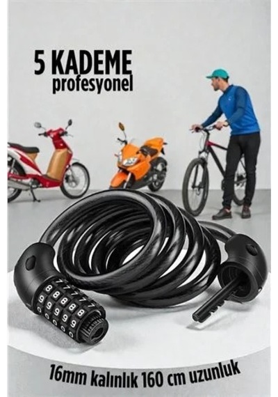 Şifreli Bisiklet Kilidi 16 Mm Kalınlık 200 Cm Scooter Motosiklet Kilidi - Çelik Kablo 722481