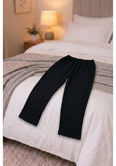Büyük Beden Kadın Baskılı Kaşkorse Pijama Takımı Siyah