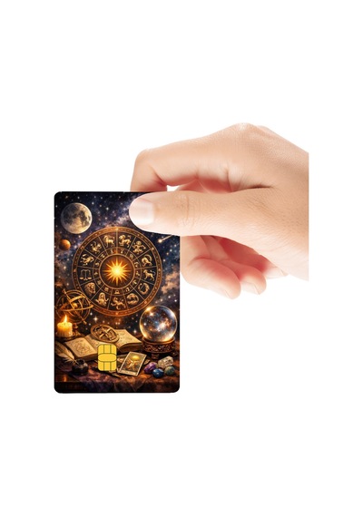 Zodyak Ve Gezegenlerin Gizemleri Temalı Parlak Kredi/banka Kart Kaplama Sticker Standart