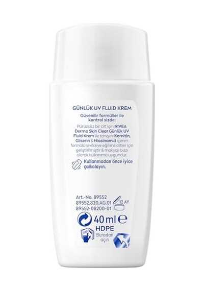 Nıvea Spf50 Derma Skin Clear Sivilce Karşıtı Gündüz Yüz Kremi 40 Ml,matlaştırıcı,makyaj Bazı,karnitin,gliserin,niasinamid,hafif Formül