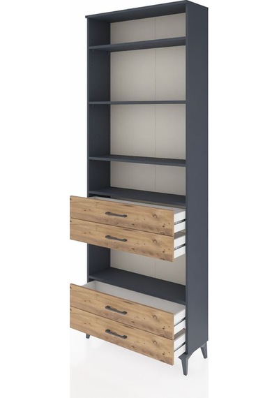 Arges Dolap 5 Raflı 4 Çekmeceli 88x30x243 Antrasit-çam Antrasit