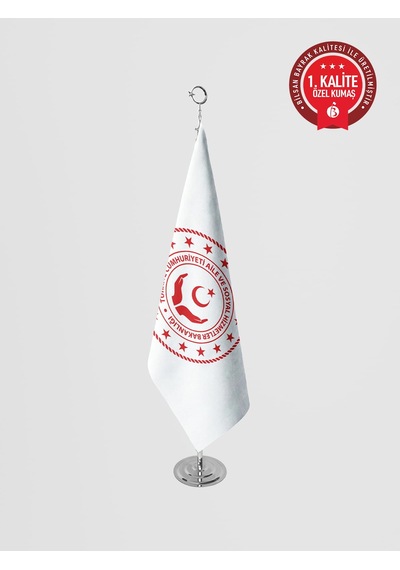 Aile, Çalışma Ve Sosyal Hizmetler Bakanlığı Makam Bayrağı - Saçaksız Krom Set 100 x 150 CM