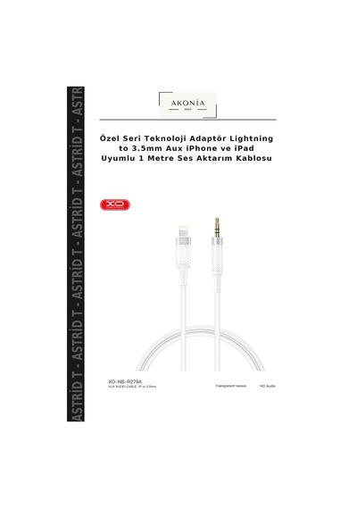 Özel Seri Teknoloji Adaptör Lightning To 3.5mm Aux İphone Ve İpad Uyumlu 1 Metre Ses Aktarım Kablosu