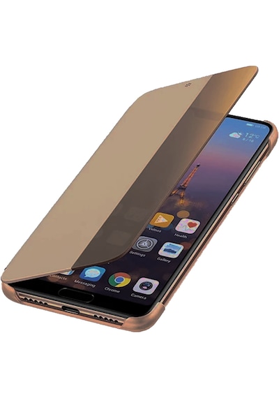 Huawei Mate 20 Lite Yarım Cam Kapaklı Kılıf Kahverengi