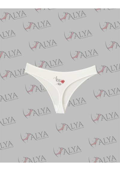Alya Underwear Yeni Yıl Temalı Baskılı String, Kırmızı Tanga Külot Aşk Tanrısı Tekli Paket Beyaz Km Baskılı