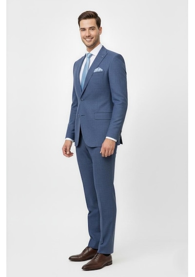 Presto Erkek Yelekli Slim Battal Takım Elbise 6 Drop Lacivert 792-250 Lacivert