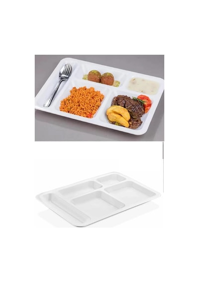 Büro Ev Ofis Mutfağı İçin 40x28cm 5bölme 10adet Tekli Kırılmaz Tabldot Tabak Seti