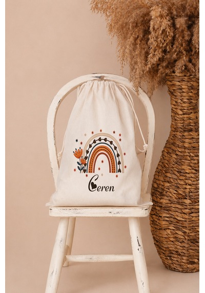 Kız Bebek Hediyesi İsme Özel 80x80 Cm Çift Kat Penye Bebek Battaniyesi %100 Pamuk Ham Bez Kıyafet Keseli 1039bk0x Ekru