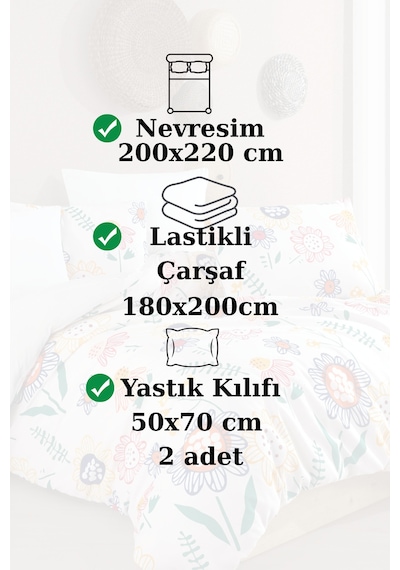 Conzaliza Çift Kişilik Lastikli Çarşaflı Nevresim Takımı