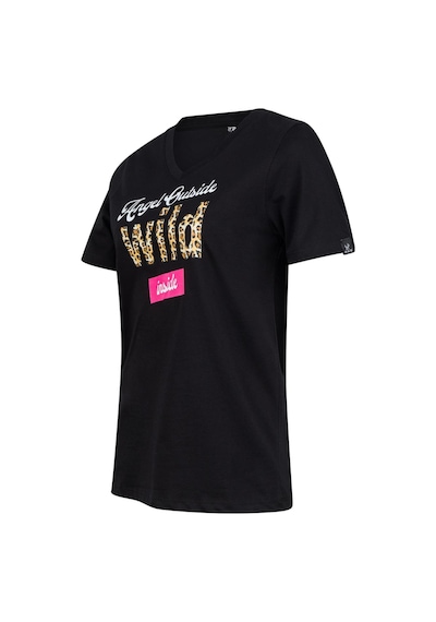 2as Alone Baskılı V Yaka Kadın T-shirt 410 Siyah