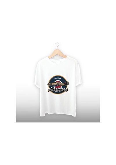 Hurricane Uçak Detaylı Unisex Tişört Beyaz