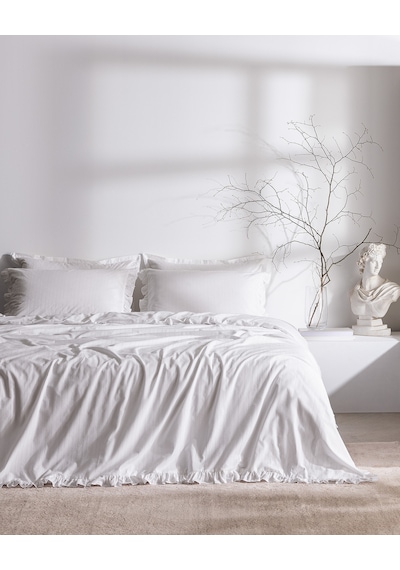 Madame Coco Julien King Size %100 Pamuk Fırfırlı Nevresim Takımı - Beyaz 8684427124185 Beyaz