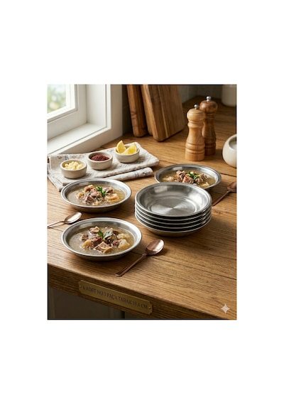 Paslanmaz Çelik Paça Yemek Tabağı No:1 - 15,7 Cm Meze Ve Çorba Tabağı - 6 Adet No1 15,7