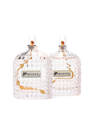 Missi Yasemin Kokulu Oval Kristal Cam Şişe Kandil Seti 2 x 100 ML