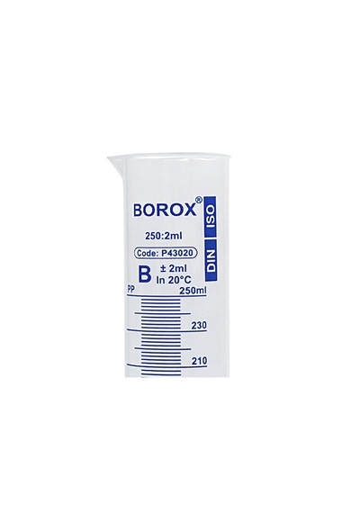 Borox Plastik Mezür 250 Ml - Uzun Form - Mavi Skala