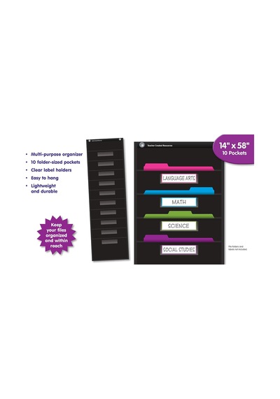 Siyah 10 Cep Dosya Depolama Cep Tablosu 14" X 58" Çok Renkli