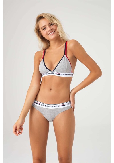 U.S. Polo Assn. Kadın Gri Melanj Büstiyer Slip Takım 66254 Gri